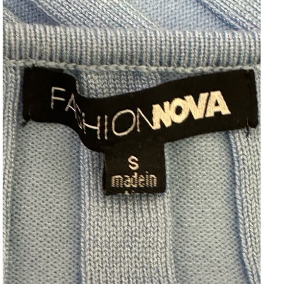 Fashion Nova blue ribbed knit crop fitted tank top Size small - Picture 3 of 8